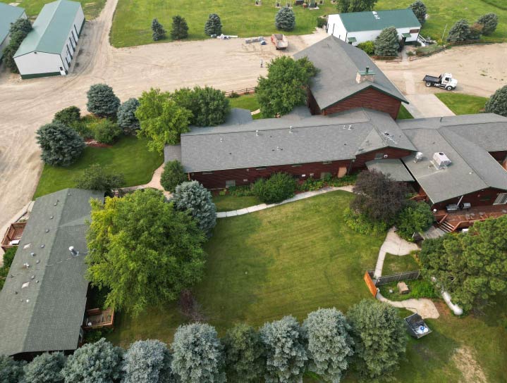 Aerial view completed roof