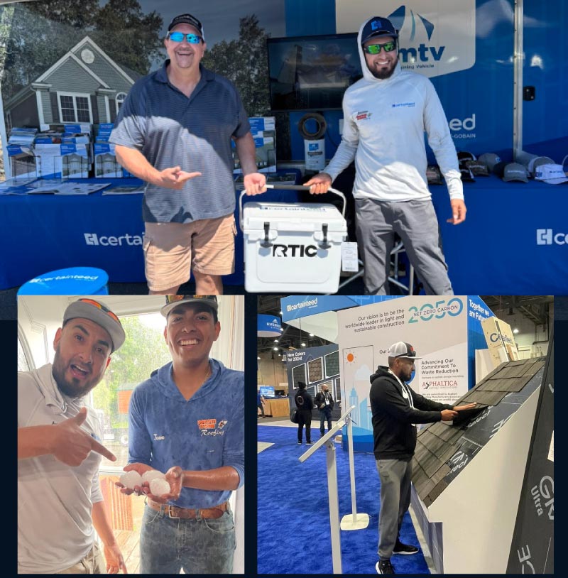 "Dakota Storm Roofing team showcasing their history of community involvement, residential storm restoration projects, and large hailstone damage inspections in Pierre, South Dakota."
